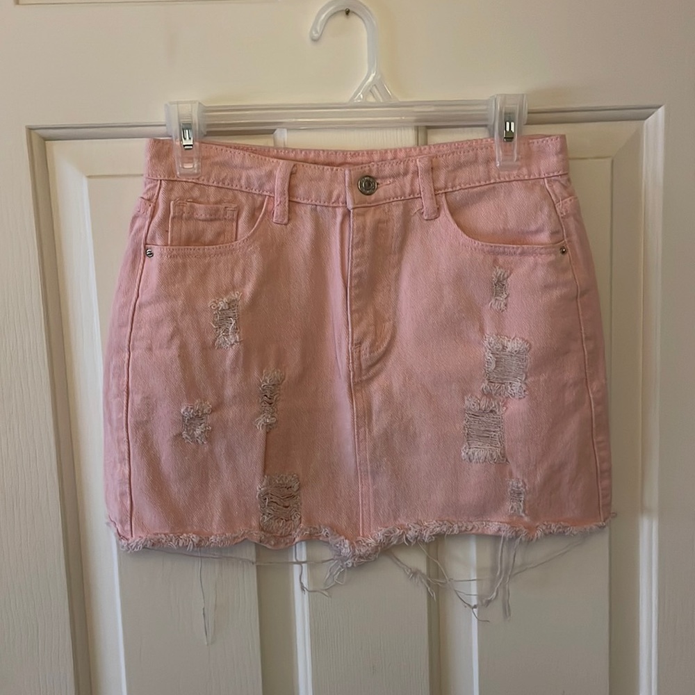 Pink Denim Mini Skirt